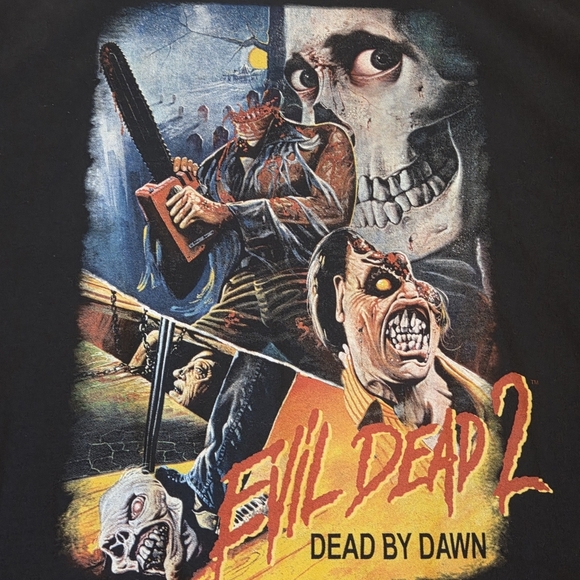 Evil Dead 2 Shirt Men's XL Black Skull Chainsaw Dead By Dawn Short Sleeve 2016 - Picture 7 of 10